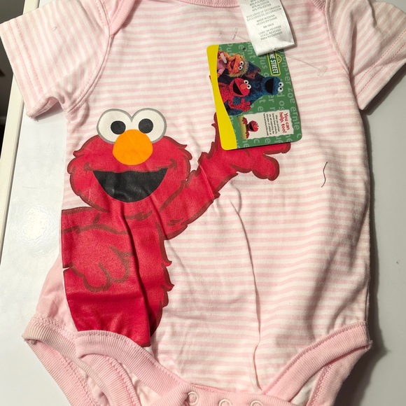 Sesame Street Other - Sesame Street 2 Piece Romper Elmo Pink And White Stripes With Elmo On Bottoms
